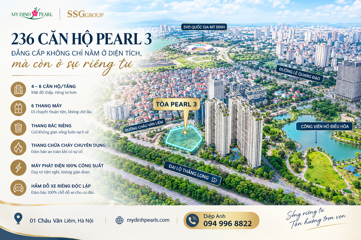 Pearl 3 Mỹ Đình Pearl, căn hộ Pearl 3, căn hộ cao cấp Mỹ Đình.